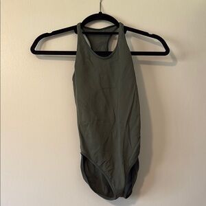 Capezio Olive Green Sleeveless Bodysuit Leotard XS